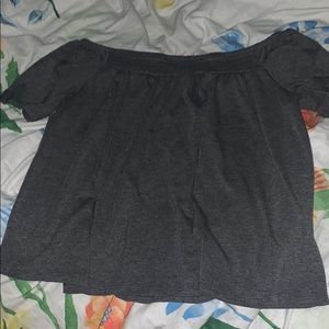 Grey Off the Shoulder Flowy Top